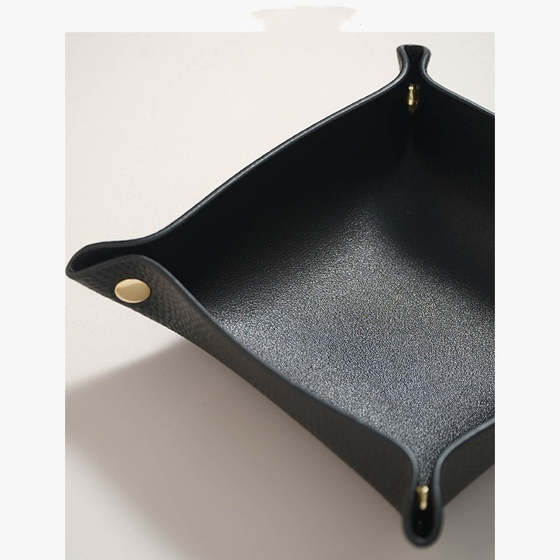 Woven Leather Catchall Tray - Nordic Style Jewelry & Key Organizer