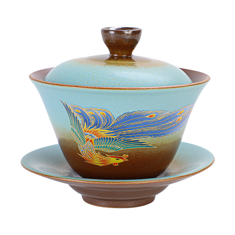 Gaiwan Tea Set - Wood-Fired Style Chinese Porcelain Tea Bowl