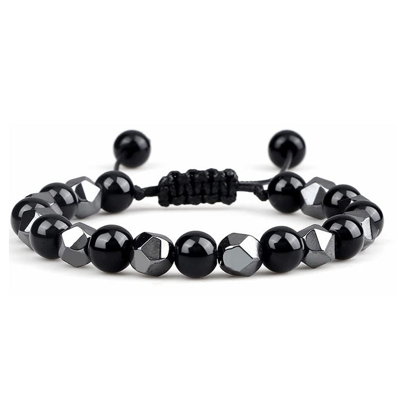 Hematite Tiger Eye Bracelet - Natural Stone Woven Beaded Jewelry