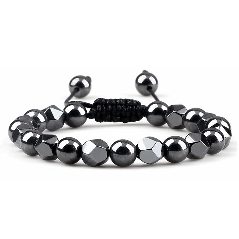 Hematite Tiger Eye Bracelet - Natural Stone Woven Beaded Jewelry