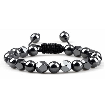 Hematite Tiger Eye Bracelet - Natural Stone Woven Beaded Jewelry
