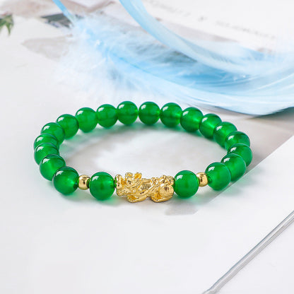 Pixiu Glass Bead Bracelet - Colorful Lucky Charm Feng Shui Jewelry