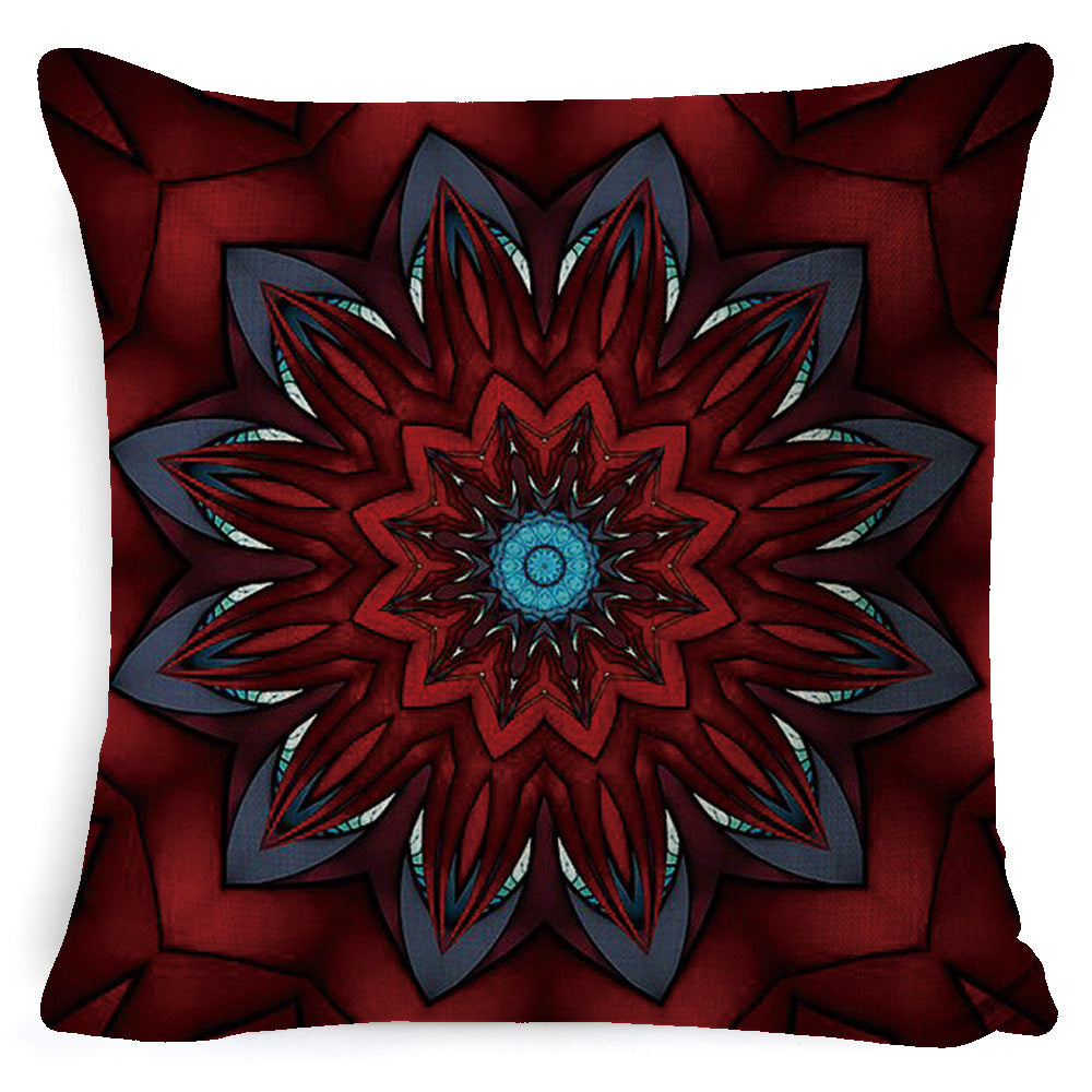 Bohemian Mandala Pillow Cover - Decorative Linen Cushion Cover 45x45cm