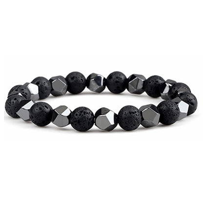 Hematite Tiger Eye Bracelet - Natural Stone Woven Beaded Jewelry