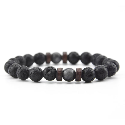 Volcanic Rock Wooden Beads Bracelet Stone Bracelet