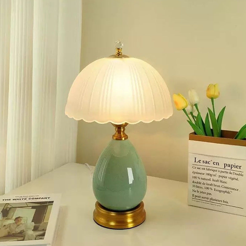 Ice Crackle Ceramic Table Lamp - Modern Minimalist Bedside Light