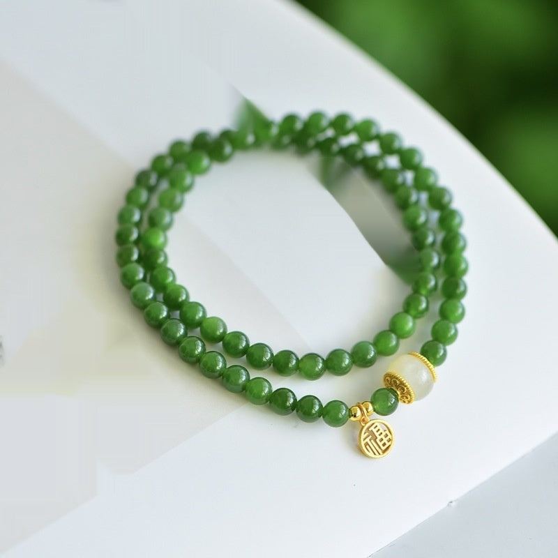 Double Circle Bracelet Women's Natural Hetian Jade