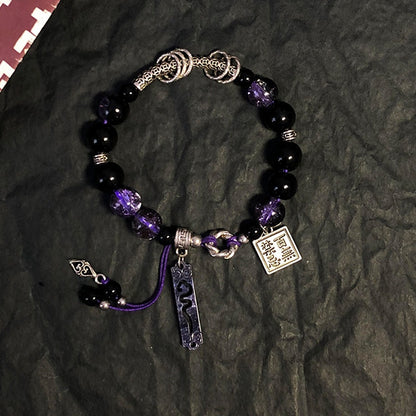 Purple Beaded Bracelet for Women - Moonlight Adjustable Charm Bracelet
