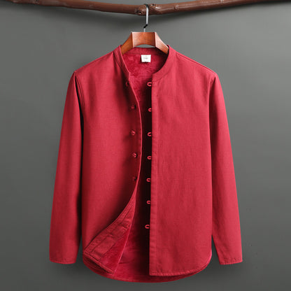 Tang Suit Set - Traditional Chinese Stand Collar Cotton Linen Coat