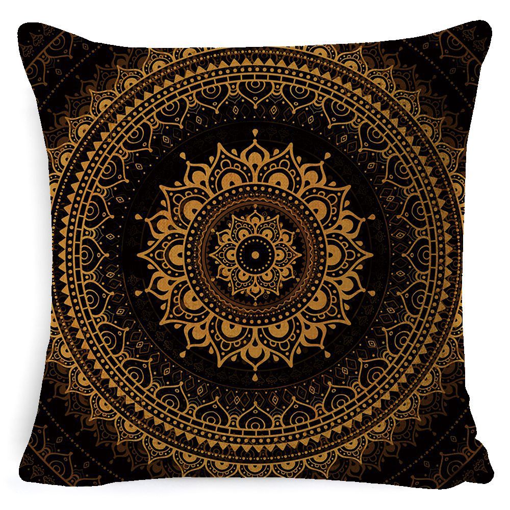 Bohemian Mandala Pillow Cover - Decorative Linen Cushion Cover 45x45cm