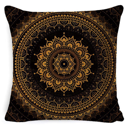 Bohemian Mandala Pillow Cover - Decorative Linen Cushion Cover 45x45cm