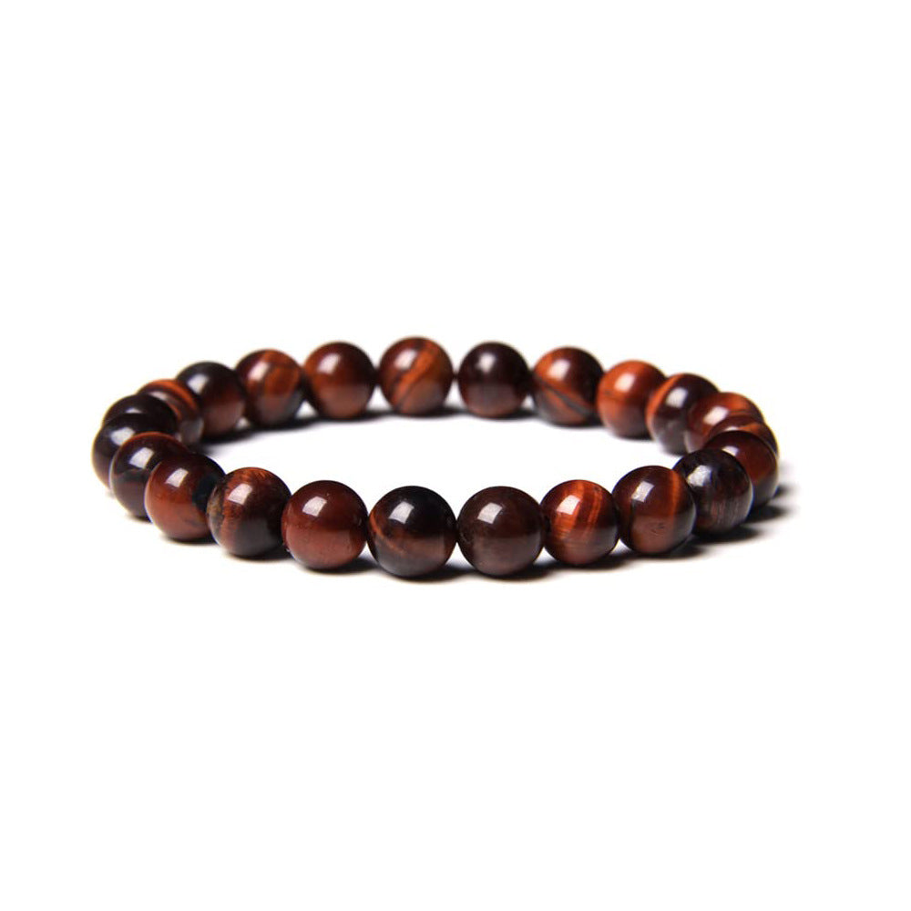 8mm Natural Gemstone Bracelet - Tiger Eye Stone & White Turquoise