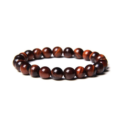 8mm Natural Gemstone Bracelet - Tiger Eye Stone & White Turquoise