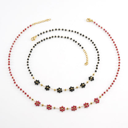 Color Crystal Flowers Stainless Steel Bracelet