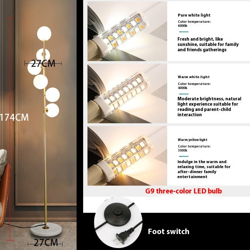 American Style Iron Floor Lamp - Multi-Head LED Tri-Color Standing Light