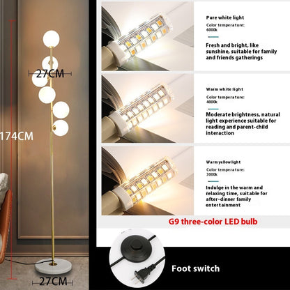 American Style Iron Floor Lamp - Multi-Head LED Tri-Color Standing Light