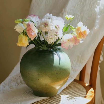 Handmade Coarse Pottery Water Plant Flower Arrangement Vase Ornaments