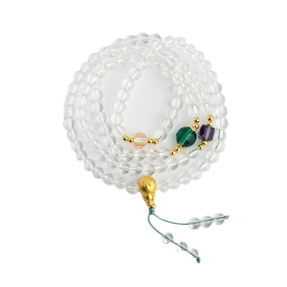 White Crystal 108 Rosary Bracelet Necklace