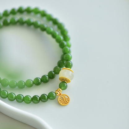 Double Circle Bracelet Women's Natural Hetian Jade