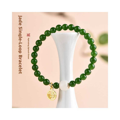 6mm Jade Bead Bracelet - Ethnic Style Woven Jasper Jewelry Unisex