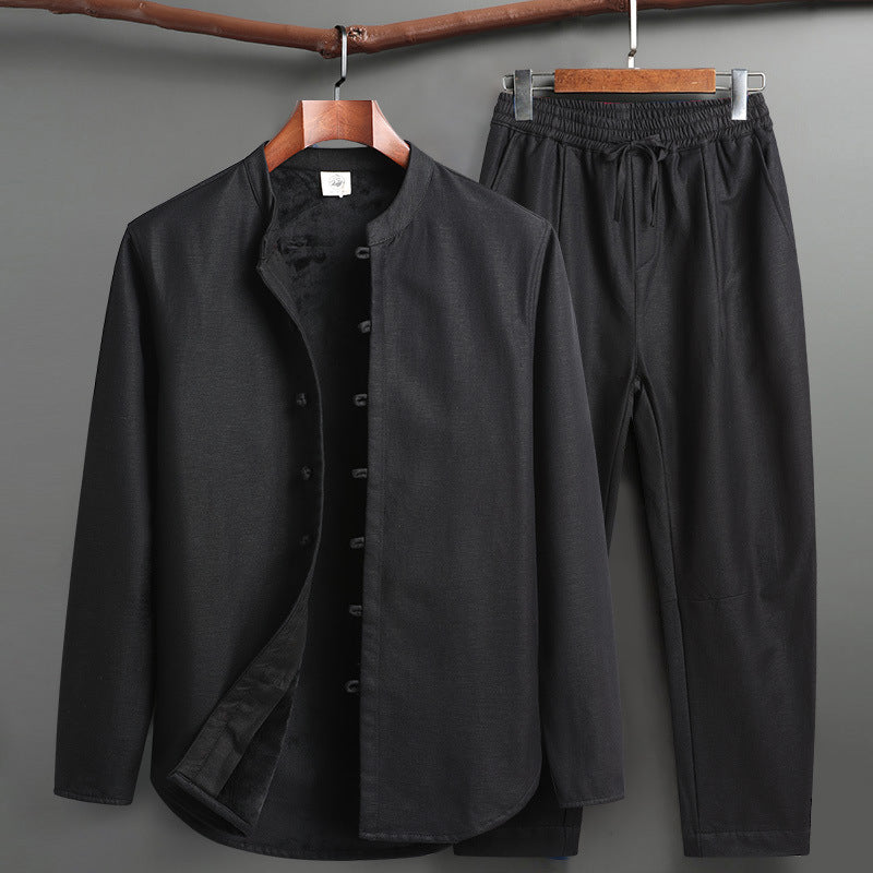 Tang Suit Set - Traditional Chinese Stand Collar Cotton Linen Coat