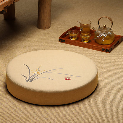 Round Cotton Linen Floor Cushion - Meditation Seat for Yoga & Window Seats