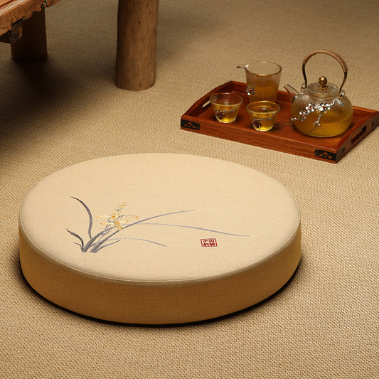 Round Cotton Linen Floor Cushion - Meditation Seat for Yoga & Window Seats