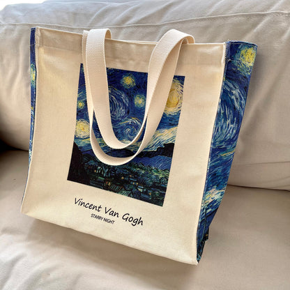 Van Gogh Starry Night Canvas Tote Bag - Women's Shoulder Handbag