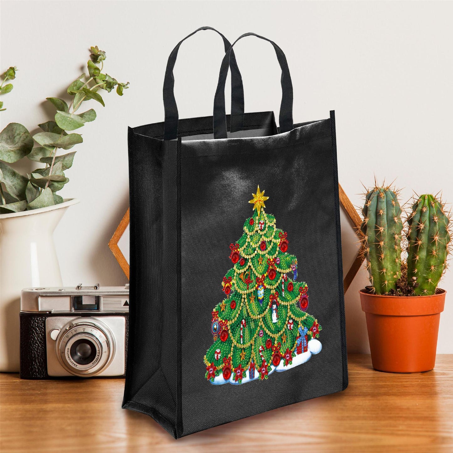 DIY Diamond Painting Christmas Tote Bag - Non-Woven Craft Shopping Bag