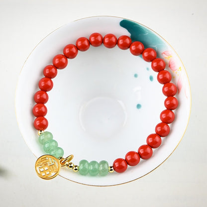 Cinnabar Raw Ore Transfer Beads Bracelet For Women