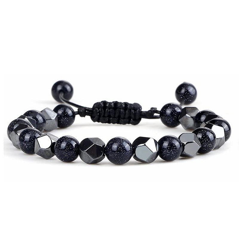 Hematite Tiger Eye Bracelet - Natural Stone Woven Beaded Jewelry