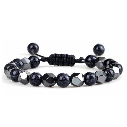 Hematite Tiger Eye Bracelet - Natural Stone Woven Beaded Jewelry