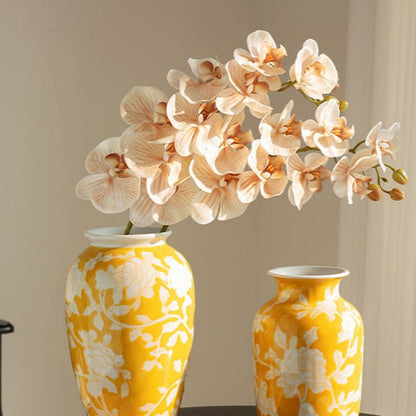 Chinese-style Vintage Yellow-painted Ceramic Vase