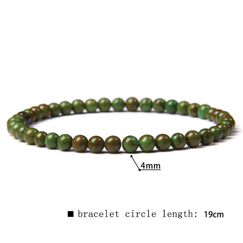 Elastic Beaded 4mm Natural Stone Beads Bracelet