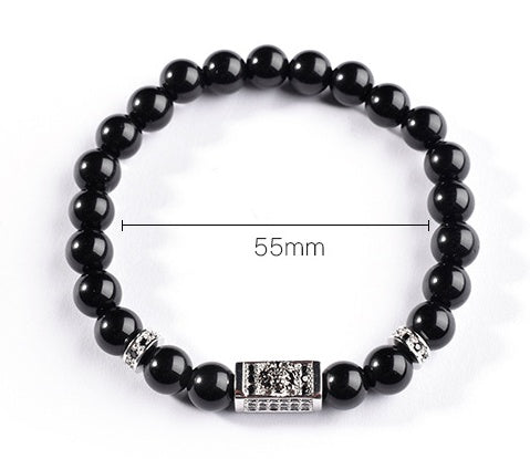 Black Copper Titanium Steel Bracelet - Natural Stone Geometric Design