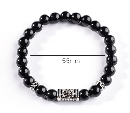 Black Copper Titanium Steel Bracelet - Natural Stone Geometric Design