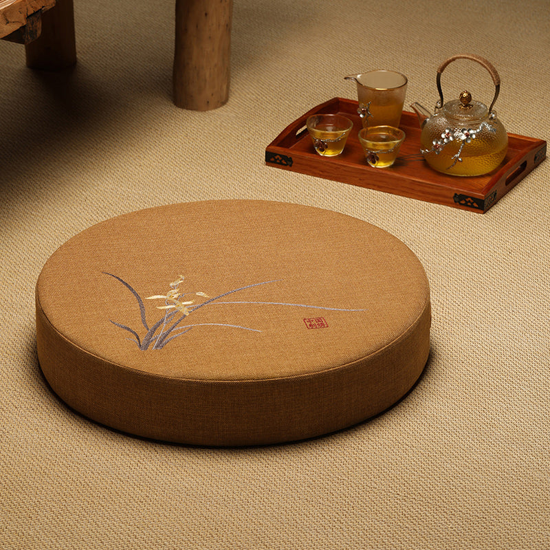 Round Cotton Linen Floor Cushion - Meditation Seat for Yoga & Window Seats