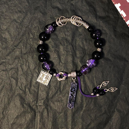 Purple Beaded Bracelet for Women - Moonlight Adjustable Charm Bracelet