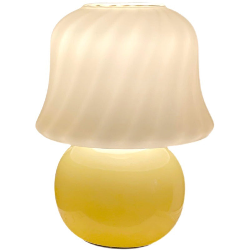 Handmade Glass Mushroom Lamp - French Cream Bedside Table Light