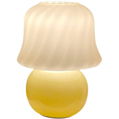 Handmade Glass Mushroom Lamp - French Cream Bedside Table Light