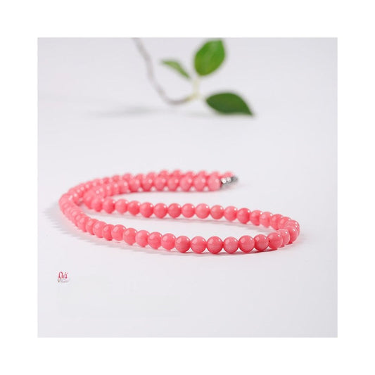 6mm Pink Crystal Rhodochrosite Necklace - Peach Blossom Stone Jewelry