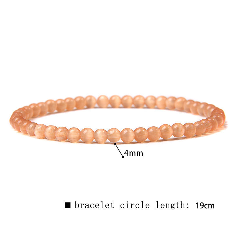 Elastic Beaded 4mm Natural Stone Beads Bracelet