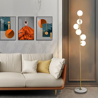 American Style Iron Floor Lamp - Multi-Head LED Tri-Color Standing Light