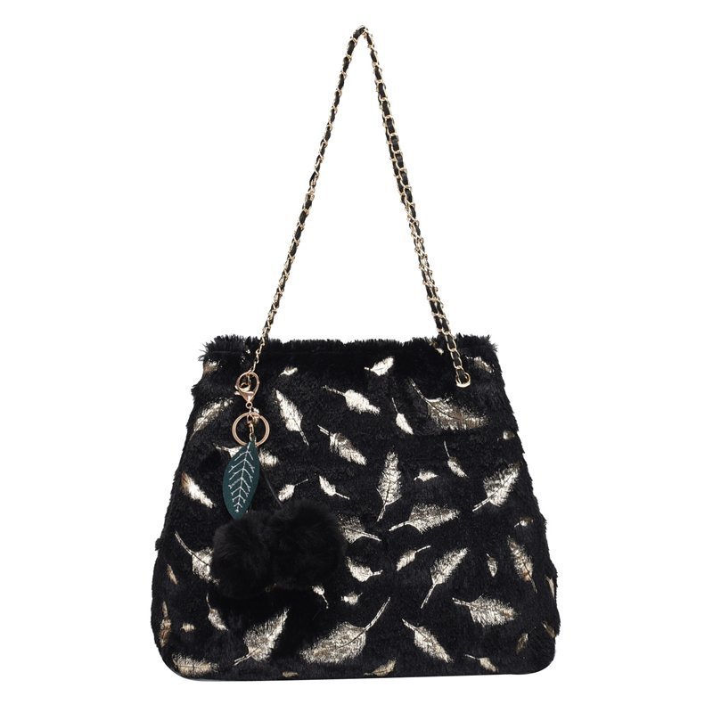 Plush Chain Shoulder Messenger Bag - Soft Crossbody Bag for Women