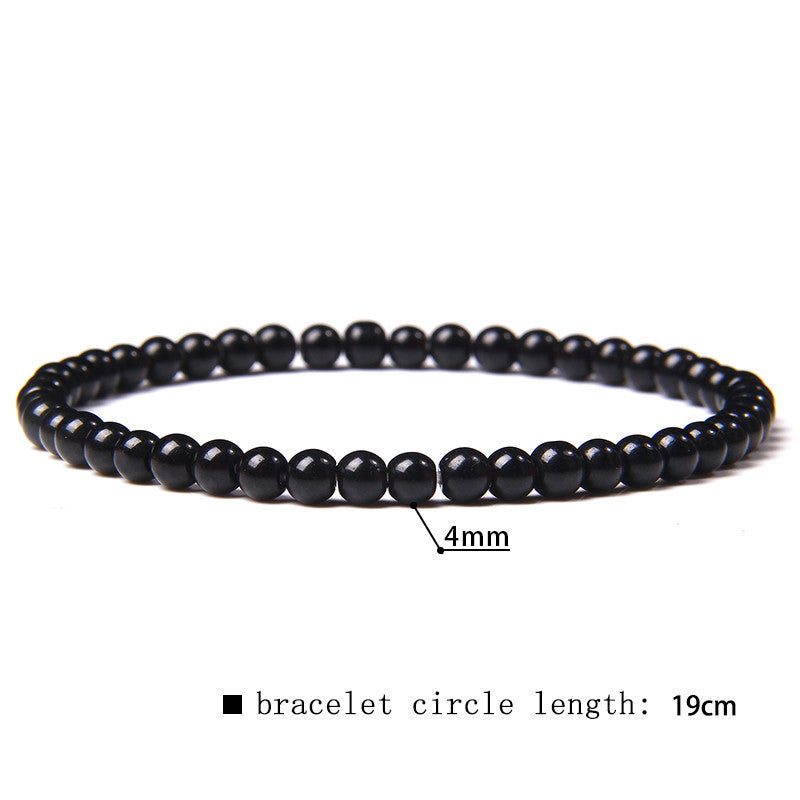 Elastic Beaded 4mm Natural Stone Beads Bracelet