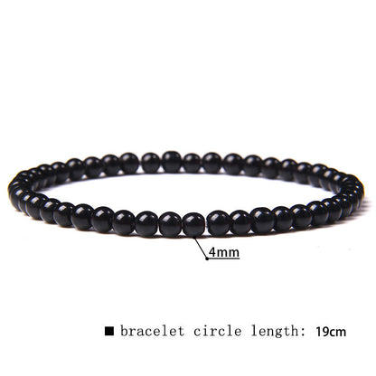 Elastic Beaded 4mm Natural Stone Beads Bracelet