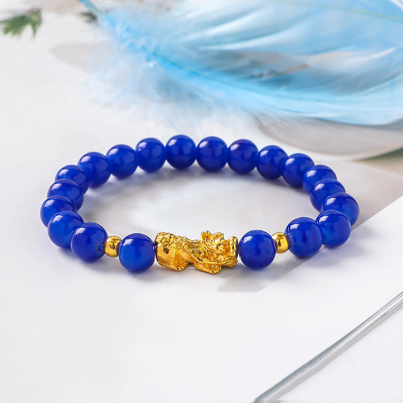 Pixiu Glass Bead Bracelet - Colorful Lucky Charm Feng Shui Jewelry