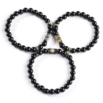 Black Copper Titanium Steel Bracelet - Natural Stone Geometric Design