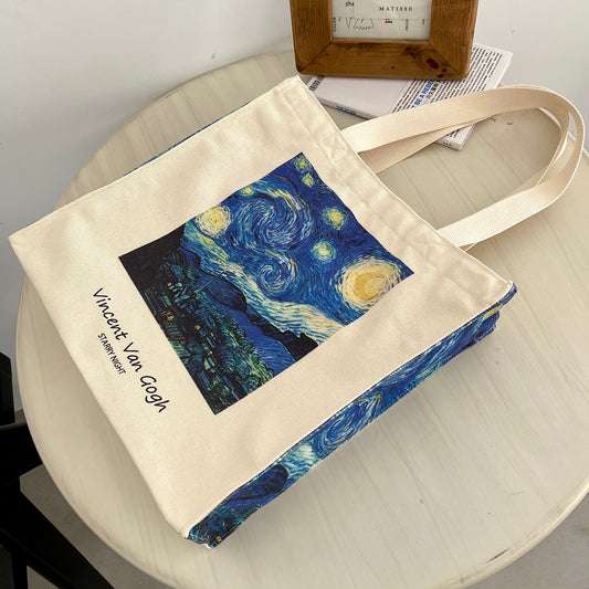 Van Gogh Starry Night Canvas Tote Bag - Women's Shoulder Handbag