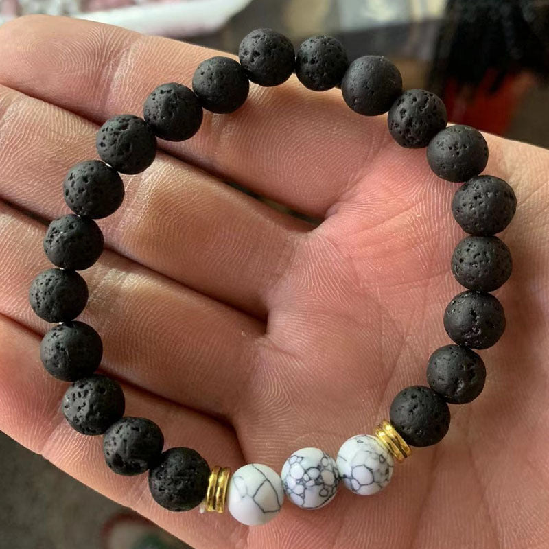 Volcanic Rock Wooden Beads Bracelet Stone Bracelet